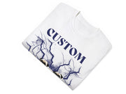 a white t - shirt with the words custom printed on it