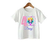 a white shirt with a cartoon character on it