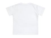 a white t - shirt with a black and white logo on the chest