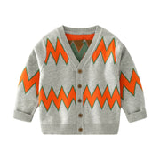 SkipStars Full Sleeve Button Through Boys Cardigan, Grey