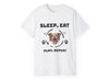 a white t - shirt with an image of a dog&#39;s face