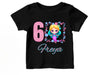 a black shirt with a picture of a girl&#39;s 6th birthday