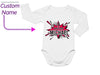 a baby bodysuit with the name michael on it