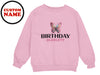 a pink sweatshirt with a butterfly on it