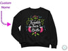 a black sweatshirt with the words twinkle toes and socks on it