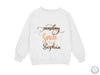 a white sweatshirt with the words sunday smile and a butterfly on it