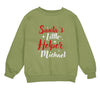 a green sweatshirt with santa&#39;s little helper michael on it