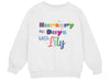 a white sweatshirt with the words nursery on it