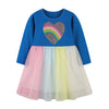 Heart Shaped Rainbow Flare Dress    (Blue)