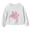 SkipStars Full Sleeve Dino Glitter Theme Girls Sweatshirt, White