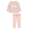 SkipStars Full Sleeve Cute Bunnies Theme T-Shirt & Trouser Girls 2 Piece Outfit Set, Pink