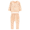 Full Sleeve Beautiful Theme Sweetshirt & Trouser Girls 2 Piece Outfit Set, Beige