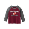 SkipStars Rugby Player Double Layer Boys Tee Shirt ,Red and Gray