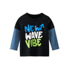 SkipStars New Wave Vibe' Double Layer Boys Tee Shirt ,White and Black