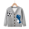 SkipStars Full Sleeve Little  Dino Footbal  Boys Cardigan, Mulitcolours