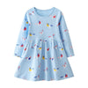 Long-Sleeve Horses Pattern Girl Dress