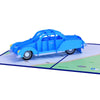 Personalized 3D Blue Car Pop Up Greeting Card - A Fun Handmade Birthday, Congratulations, Thank You or Thinking of You Gift for Kids!