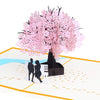 3D Cherry Blossom Tree Couple Romantic Greeting Card - Handmade Pop-Up for Love, Weddings, Thanks & More